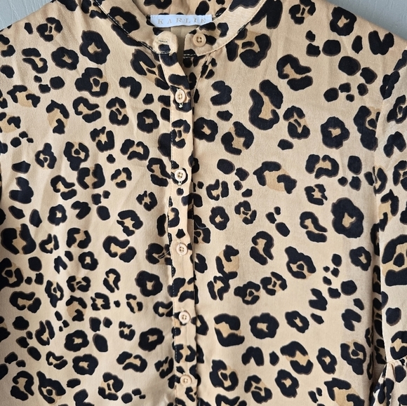 Karlie Leopard Print Popover Dress Womens Sz M Long Sleeve Tiered Drawsting - Picture 8 of 16